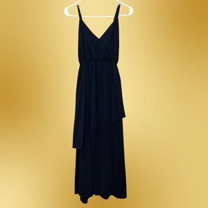 Black Layered Maxi Dress – Adjustable Straps + Stretch Back | Size S